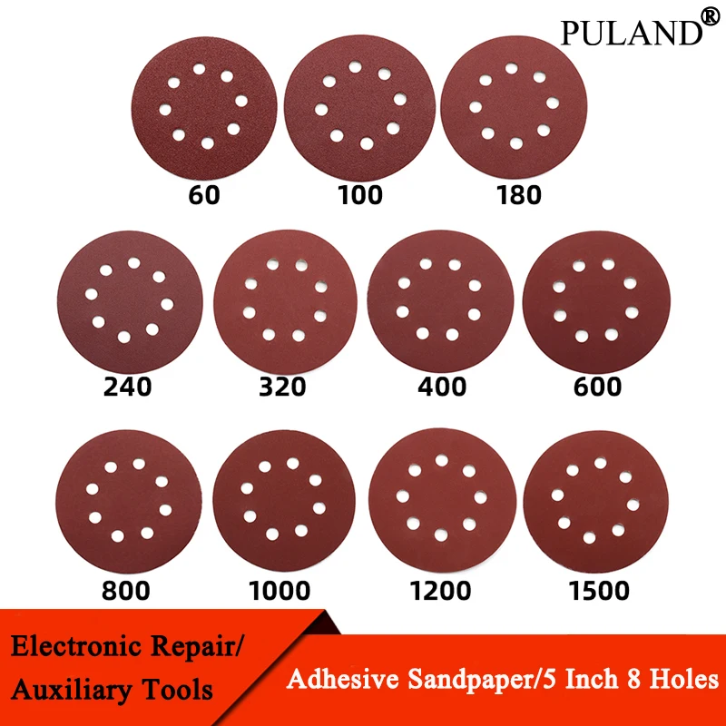 Sanding Discs 5 Inch 8Holes Hook and Loop 125mm Adhesive Sandpaper 60~2000 Grits For Random Orbital Sander Abrasive Sheets Tools