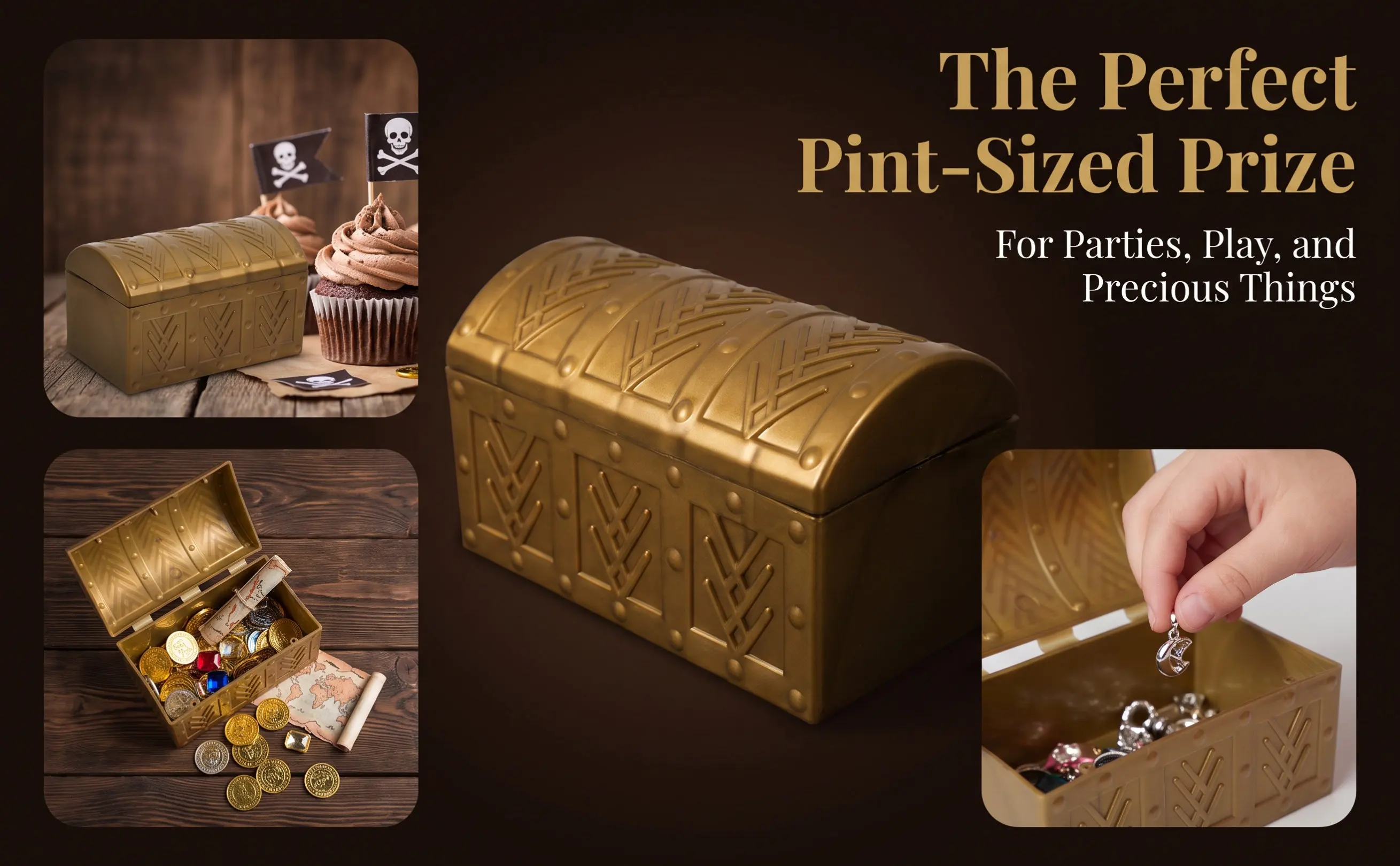 Mini Plastic Treasure Chest Vintage Pirate Storage Box Birthday Party Favor Game Decoration for Kids Roleplay Treasure Chest