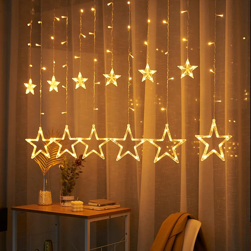 1PC 3.5M Battery Box Rope Curtain Lamp Stars Atmosphere Decorative Light String, Suitable for Ramadan, Christmas, Wedding, Birth