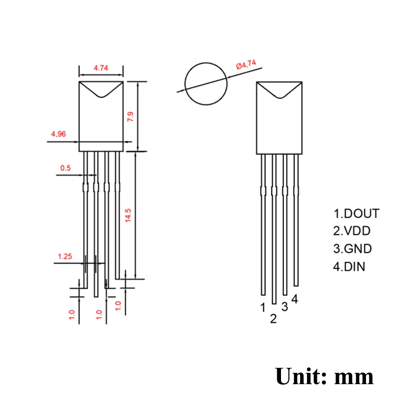 Imagem -06 - Rgb Phantom Integrated ic Light Emitting Diode Luz de Pixel de Superfície Transparente Diodo Led Dip f5 Ws2812 Ws2812d Ws2812b mm