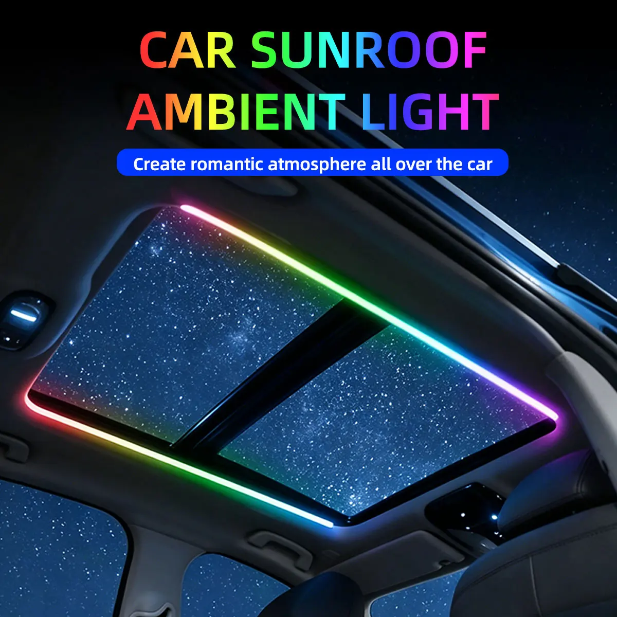 KEVANLY 110cmx2 Symphonic APP 256 Colors LED Skylight Ambient Light Atmosphere Sunroof Light Car Roof Panoramic Ambient Light