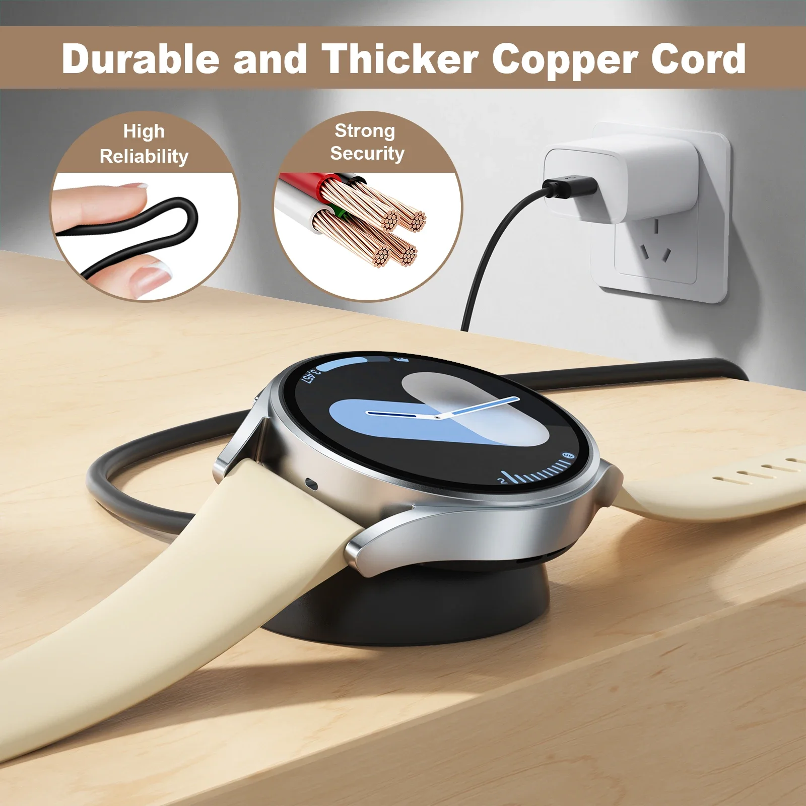 USB Charger For Samsung Galaxy Watch FE 7 6 5 4 40/44mm Magnetic Charging Cable For Galaxy Watch 4 6 Classic Active 2 Charger