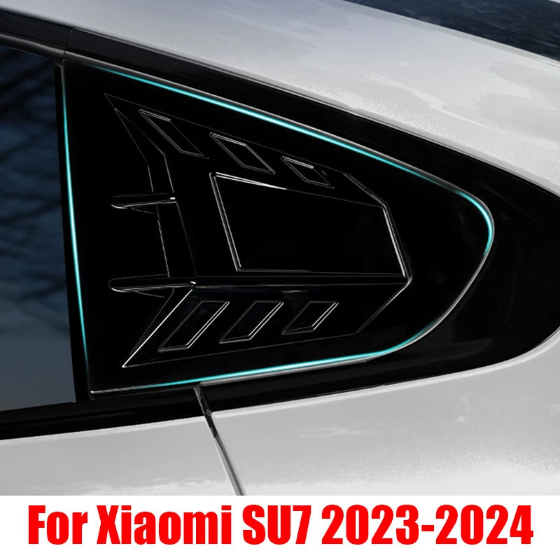 

for Xiaomi SU7 2023 2024 Rear window triangular louver decorative frame carbon fiber pattern bright black