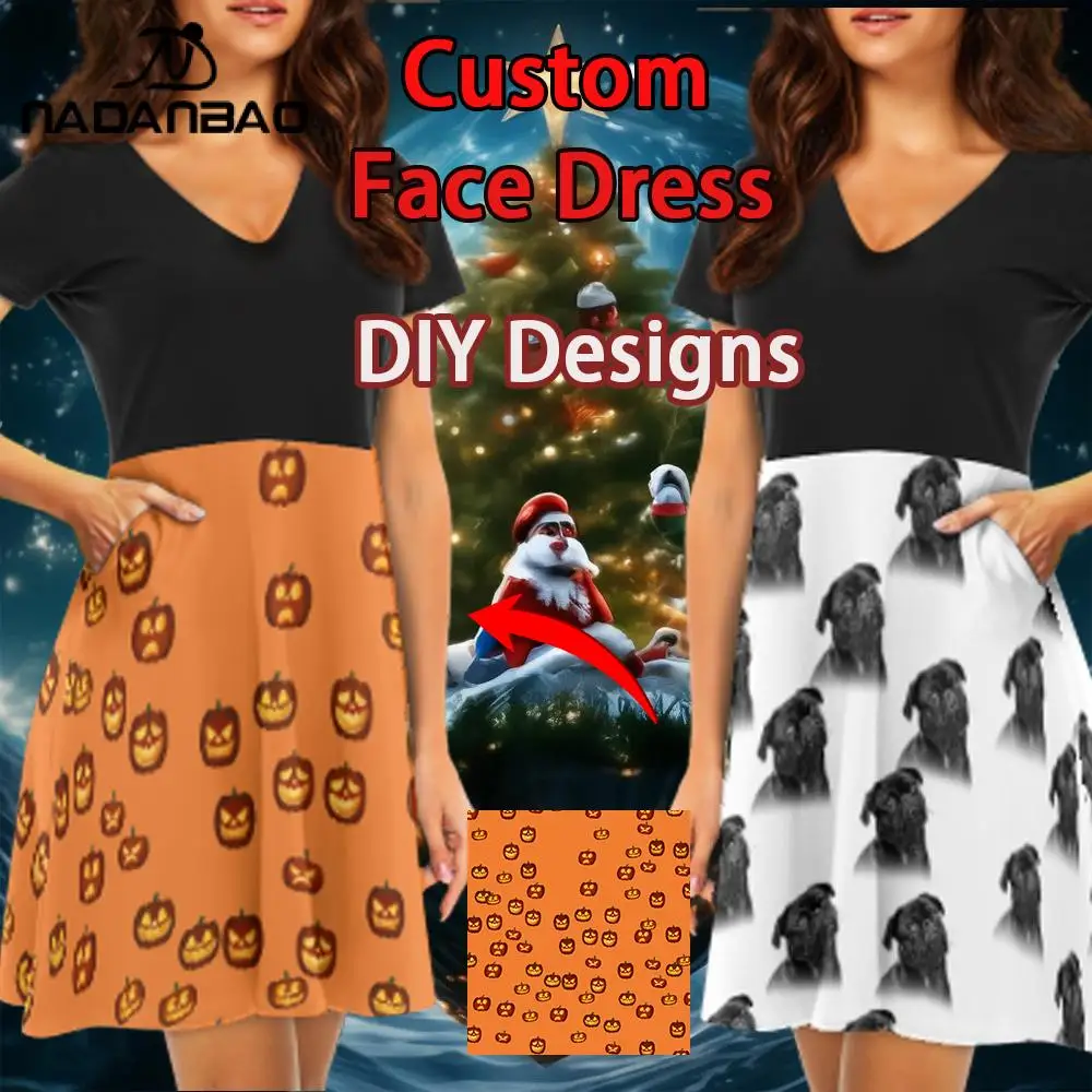 Custom Dress Personalized Photo Picture Tropical Vacation Beach Dress Design Your Own Custom Face Dress Gift for Wife Girlfriend