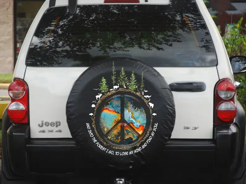 Hippie Forest Gift For Mom, Car Accessories For Women Car Accessories, Spare Tire COVER CAR, Spare Tire COVER CAR For Car,