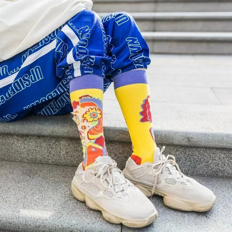 Unikalna konstrukcja Osobowość Środkowa rurka Skarpetki Moda damska Kontrastowy kolor Oddychająca bawełniana skarpeta Harajuku Casual Sock — zdjęcie 6