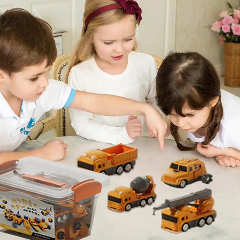 Play Vehicle Set Children's Transforming Magnetic Toy Cars Assembled Collectible Figurines Boys Girls Play Vehicles For Bedroom