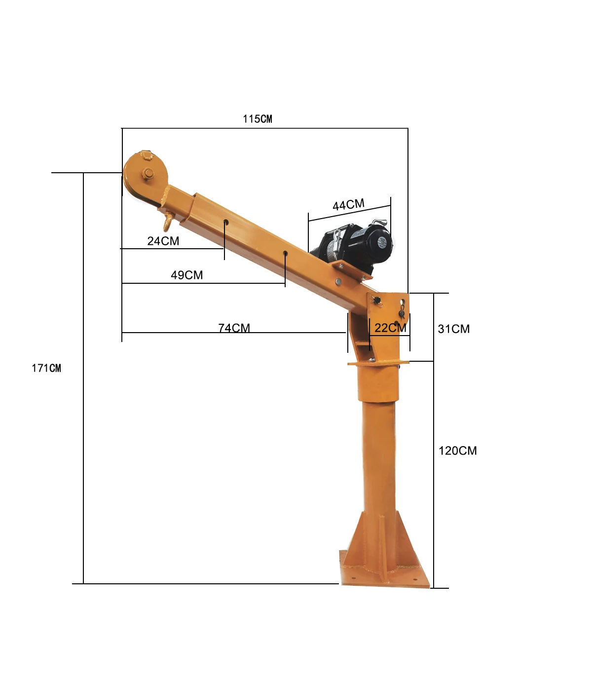Mini Portable Mobile Jib Crane 1 Ton Capacity 360 Degree Rotating Swing Arm Lift Good Price Engine Pump Motor Core Components