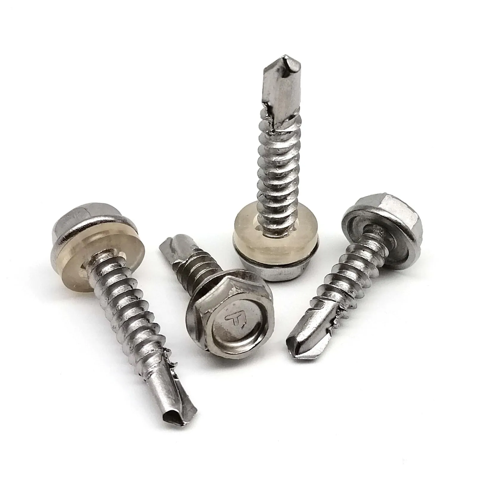10pc m 4,2 bis m 6,3 Edelstahl Außen sechs kant Flansch kopf Bohr schwanz selbst schneidende Schwalben schwanz schraube mit PVC-Dichtung kragen – Detail 3