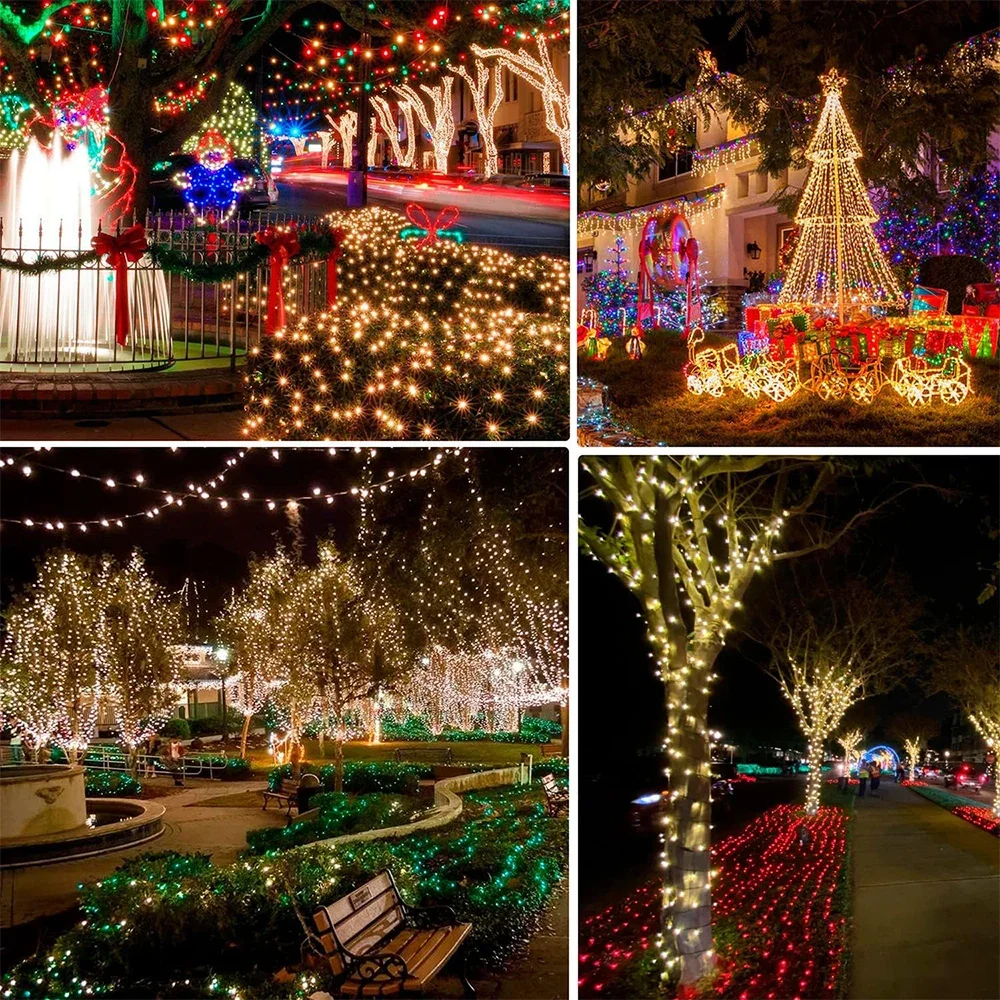 2-100m natal luzes ao ar livre corda led guirlanda luzes decoração lâmpada de fadas cordas festa de casamento decorações do feriado foto adereços