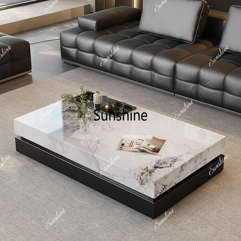Rock slab coffee table making tea integrated small apartment living room high-end design minimalist