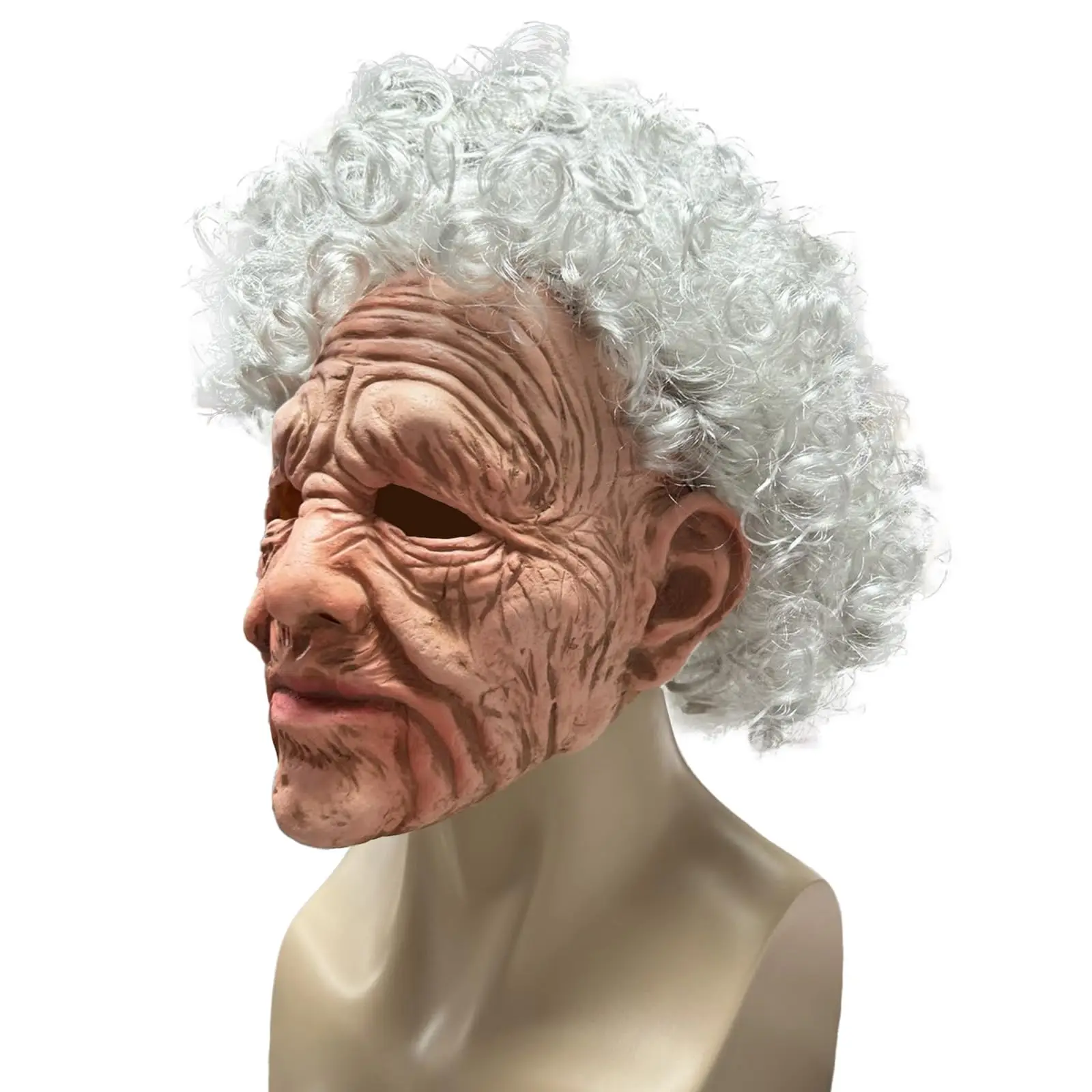 Maschera da donna vecchia Maschera in lattice realistico Nonna spaventosa Vecchia signora raccapricciante con parrucca rugosa Masquerade Puntelli per costumi cosplay di Halloween