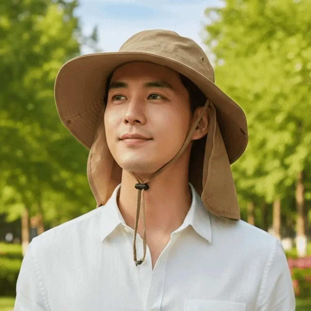 

Solid Color Sunshade Shawl Cap Portable Wide-brimmed Neck Protection Hat Lightweight Polyester Neck Cover Hiking Cap Spring