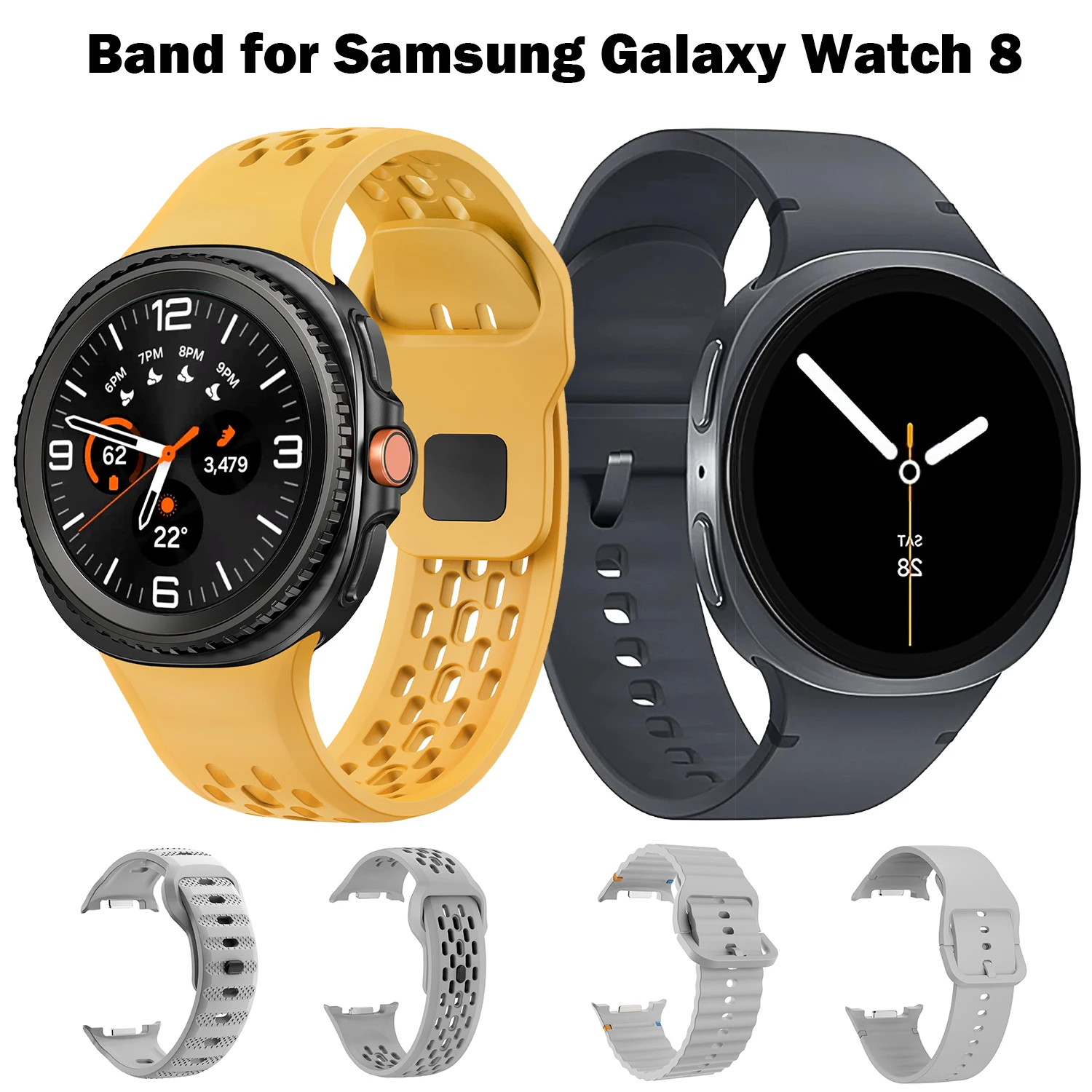 Sport Band for Samsung Galaxy Watch 8 44mm 40mm Wrist Watch 8 Classic 46mm Silicone Bracelet Correa Galaxy Watch 8 Strap