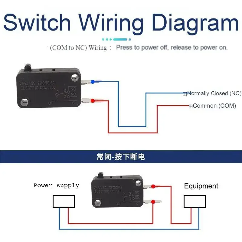 KW7/16A Micro Switch - Normally Closed (NC) Limit Switch for Water Pump, Diaphragm Pump, Pressure Washer, Washing Machine