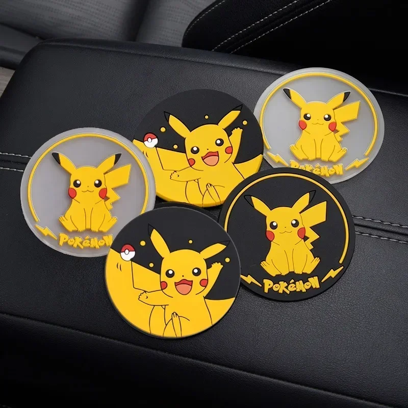 

Pokemon Pikachu Non-slip Coasters Anime Action Figure Q Figural Car Desk Cute Anime Merchandise Decoration Kawaii Christmas Gift