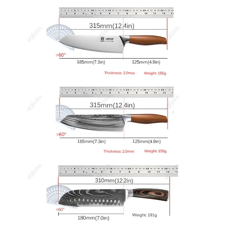 Stainless Steel Boning Knife Damask Pattern Professional Meat Cutting Knife for Chefs 1-3pcs Household Multifunctional Knife Set