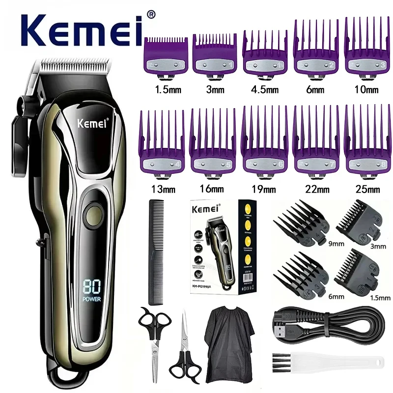 

Kemei PG1990A Перезаряжаемая машинка для стрижки волос Профессиональный беспроводной мужской триммер для волос Мужская машинка для стрижки волос Парикмахерские машинки для стрижки волос