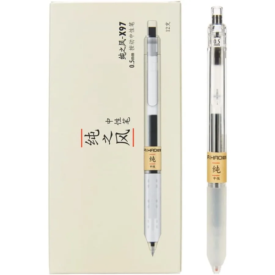 

X97 Выдвижные гелевые ручки 0,5 мм с тонкими точками черного цвета, 12 шт.