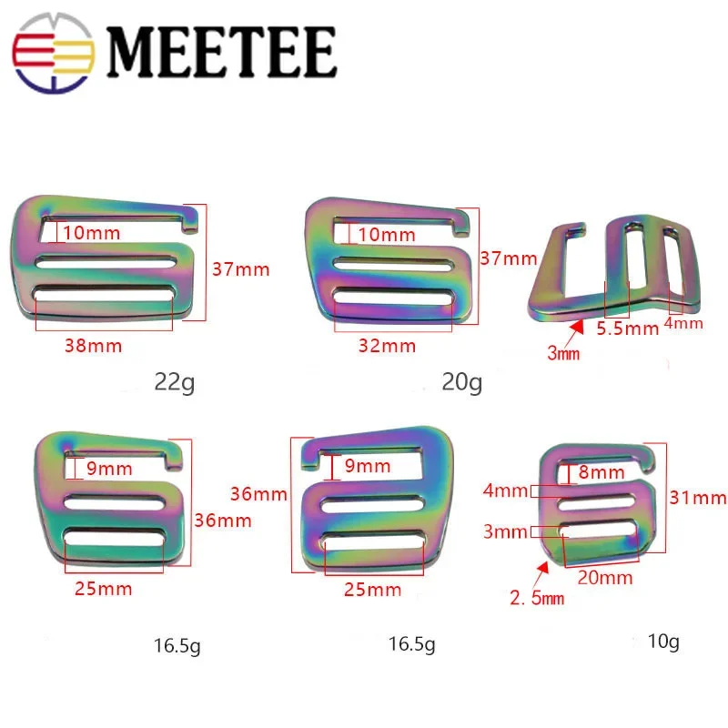3/5Pcs 19/25/32/38mm Metal Tri-Glide Slider G Hook Buckles for Bag Backpack Straps Belt Adjuster Clasp DIY Hardware Sewing Parts