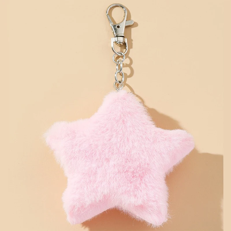 Star Plush Pendant Diy Mobile Phone Keyring Pendant Accessory Pentagram Hairball Bag Charm Key Chain Backpack Hanging Ornament