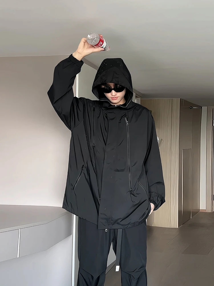 

Men's Tee-in-One Soft ell Outdoor Waterproof Climbing Jaet Bla Samurai American Workwear Coat Loose Fit Youth Trend