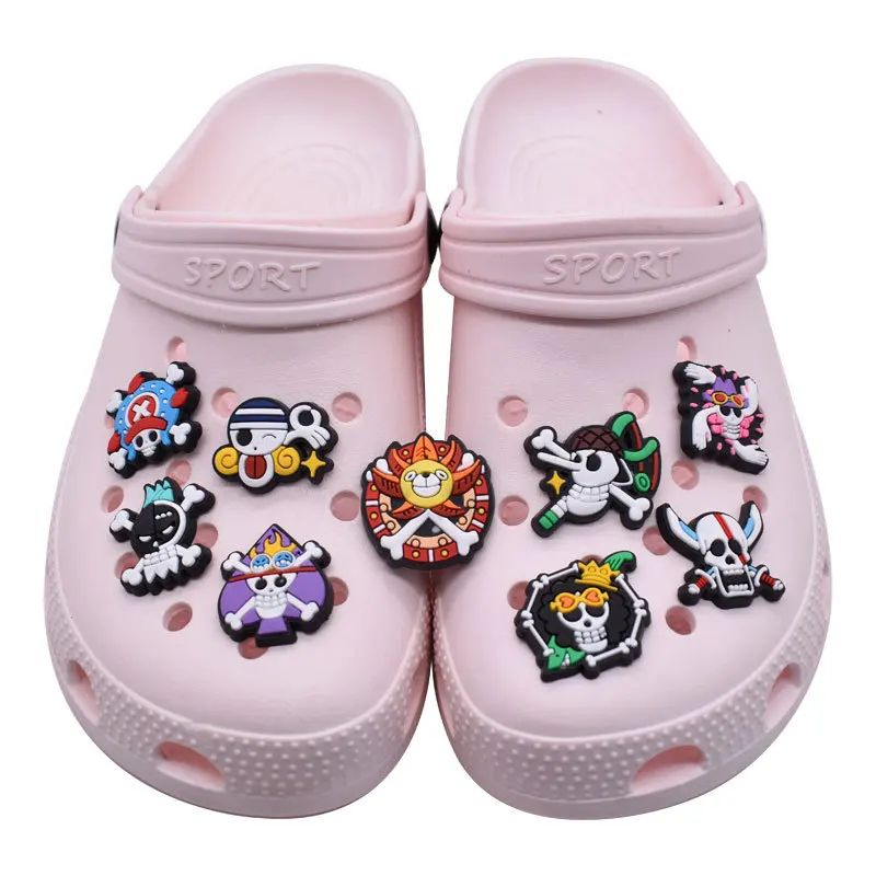 14Pcs Anime One Piece PVC Shoes Charms Cartoon Waterproof Sandals Decorate Accessories Buckle Decoration Toys for Children Gift