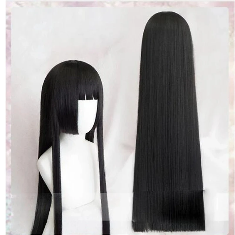 

100cm Yumeko Jabami Cosplay Wigs Black Straight Heat Resistant Synthetic Hair Perucas Cosplay Wig