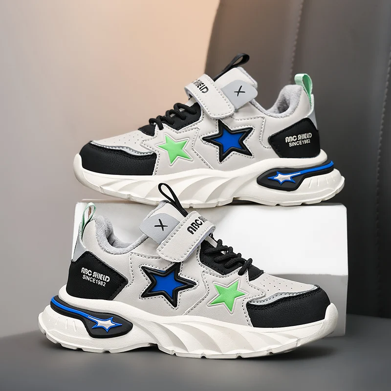 

Fashion Autumn Children Shoes Boy Girls Sneaker 4 To 10 Years School Luxury PU Leather Kids Casual Sneaker Girl Boy Sports Shoes