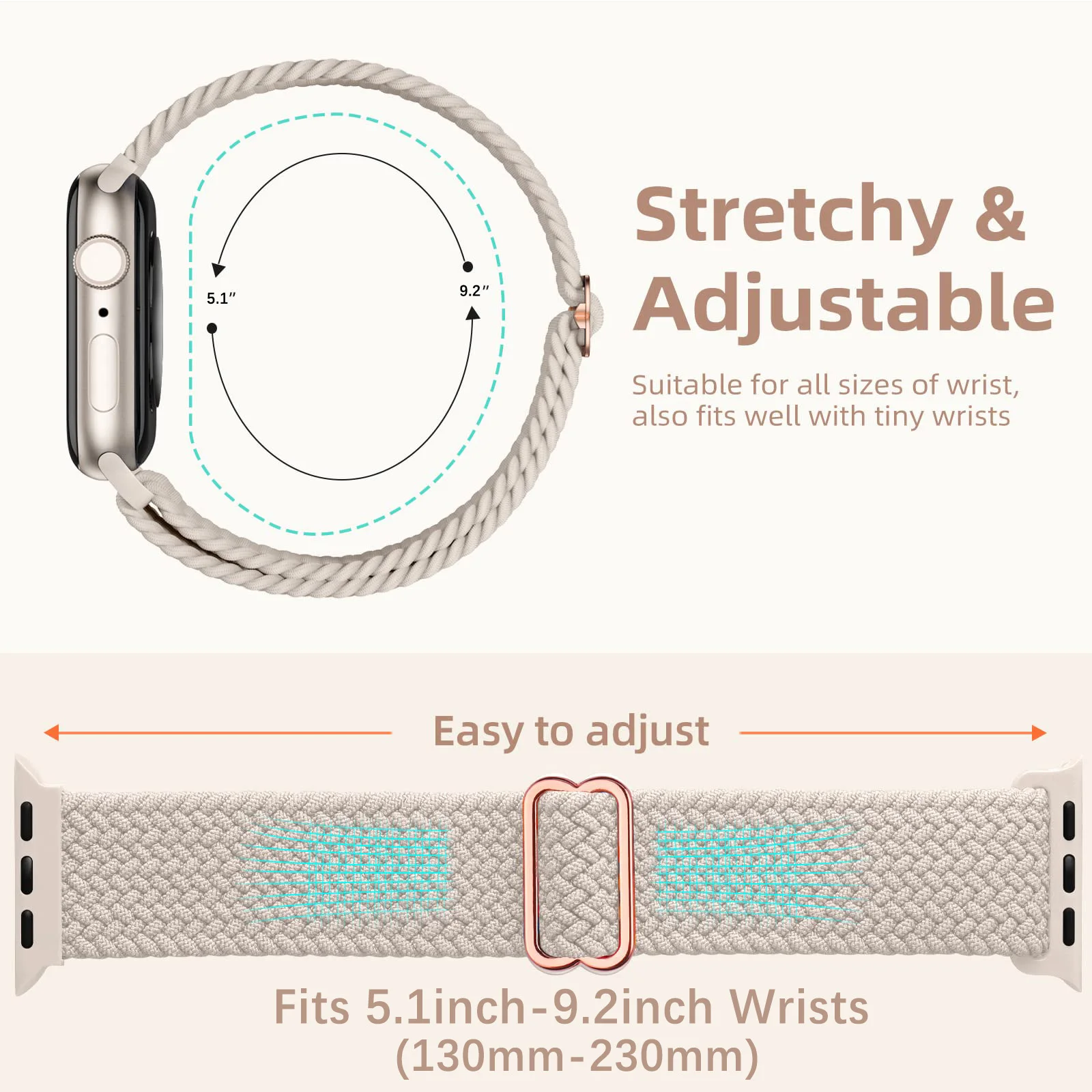 Braided Strap For Apple watch band 40mm 41mm 44mm 45mm 49mm 38mm Elastic Nylon bracelet iWatch series se 3 5 6 7 8 9 Ultra strap