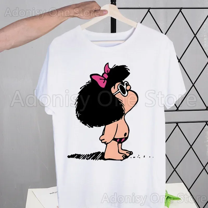 Mafalda T Shirt Summer Short Sleeve Printed Chewing Print Funny Harajuku Tshirt Tops Men's Womens T-shirt Streetwear