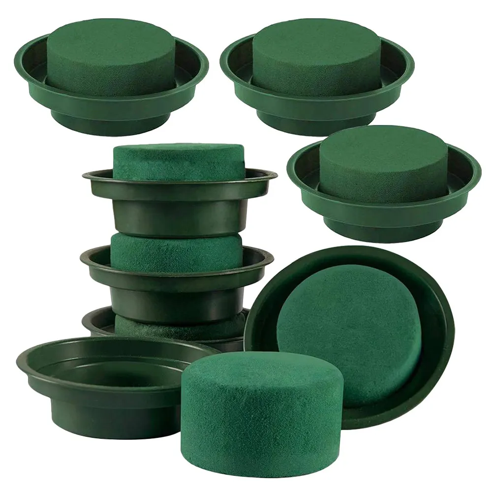 8Pcs Floral Foam Round Bowls DIY Flower Arrangement Kit Green Wet Foam Blocks High Water Retention Fresh Flowers Wedding Party
