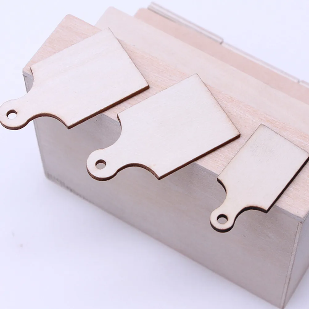 4Pcs Miniature Wooden Cutting Boards with Handle Compact Realistic Kitchen Scene Decor for DIY Mini Projects Small Wood Chopping