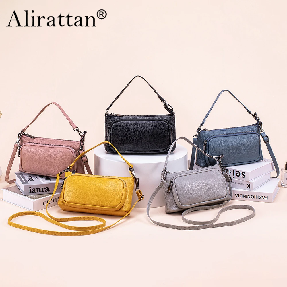 

Alirattan 2026 New Cowhide Shoulder Crossbody Bag With Large Capacity Casual Versatile Women's Bag Commuting Portable Handbag