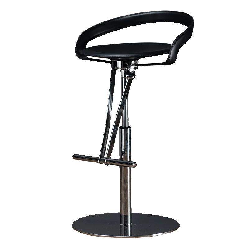 #Light Luxury Creative Swivel Bar Stool with Backrest, Top Grain Oil Wax Leather, Height Adjustable Counter Chair High Bar Stool