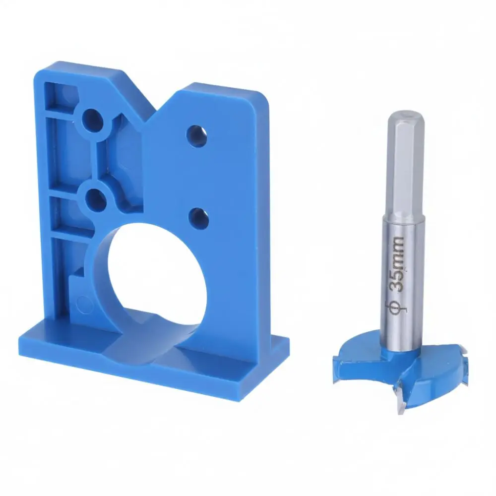 

35mm Hole Cutter Concealed Hinge Jig Kit for Cabinet Cupboard Door Woodworking Tool Hinge Boring Jig with Depth Stop