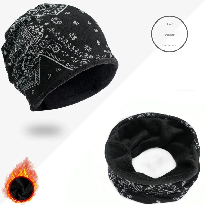 غطاء وشاح سميك للخريف والشتاء، مقاوم للبرد والدافئ، قبعة متراكمة، حماية للرقبة، ركوب الدراجات في الهواء الطلق مقاوم للرياح والقطيفة