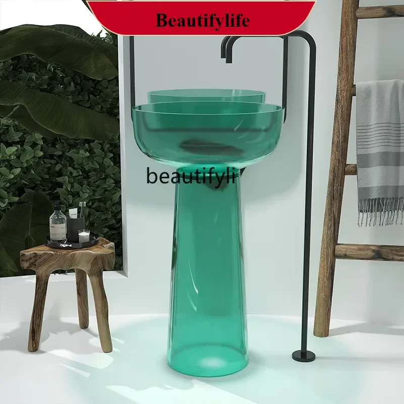 

B185 Transparent washbasin Hotel wash transparent crystal resin column floor-to-ceiling wash basin