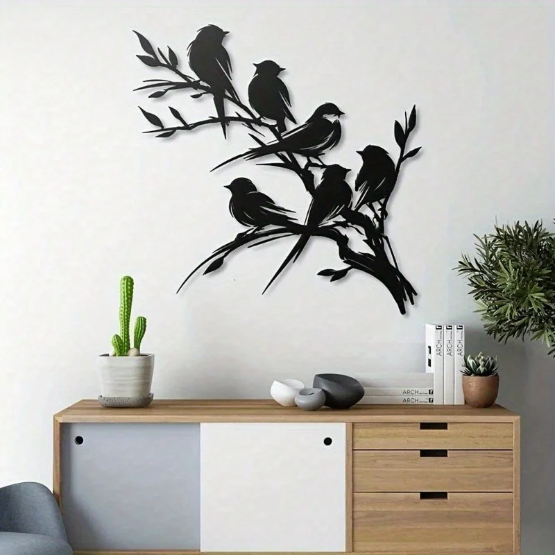 1 x klassische Vogelsilhouette aus Metall, Wandskulptur | Original lasergeschnitten, Halloween- und Weihnachtsgeschenk, Heimdekoration