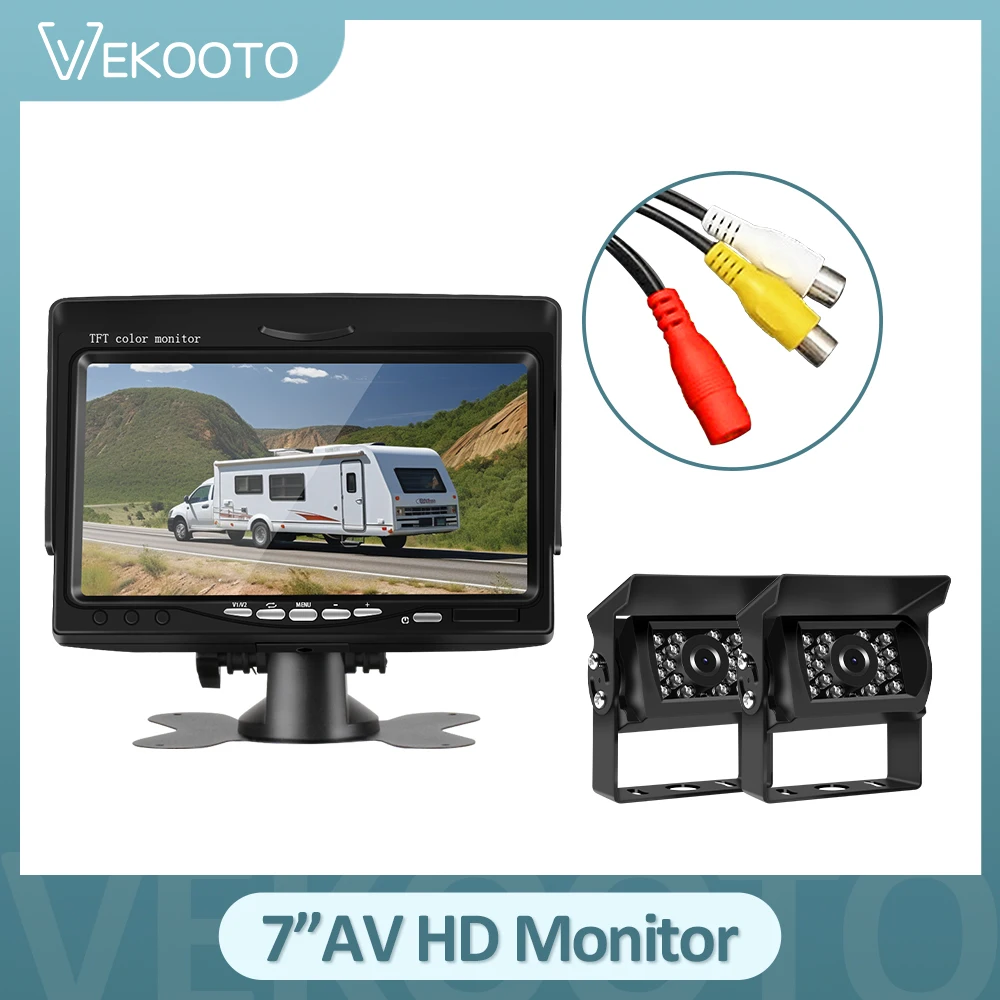 

7" LCD Color TFT Rear View Monitor 800*480 Vehicle IR LED Back up Reverse Camera AV Connector for Bus Truck RV