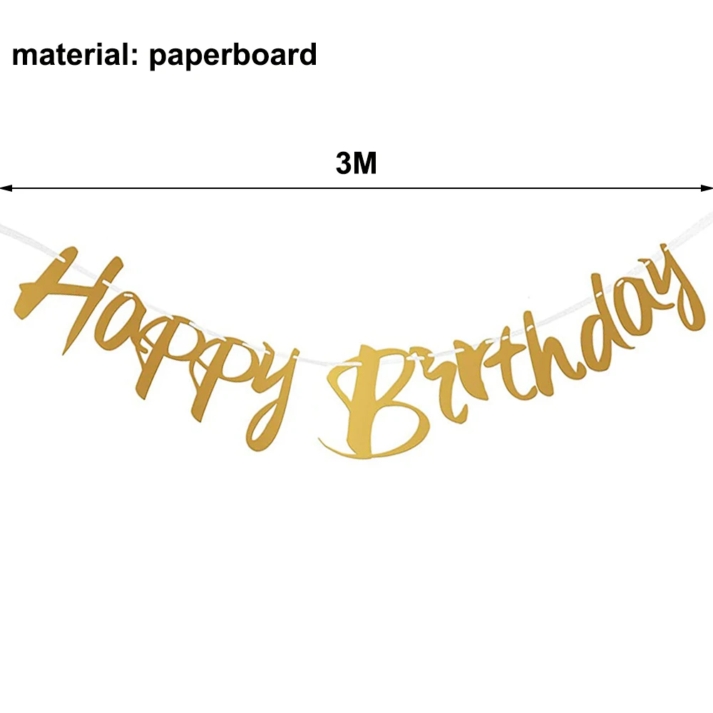 Black Gold Paper Streamer Hanging Birthday Banner For 16 18 21 30 40 50 60 Years Old Birthday Party Decoration Anniversary