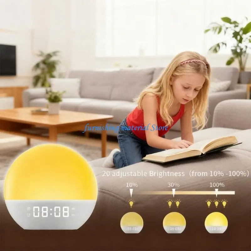 Y5GD صباح مساء مصباح Whir آلة استشارات مهدئة أجهزة إنذار مزدوجة 7 لون Moodlamp ساعة رقمية #3