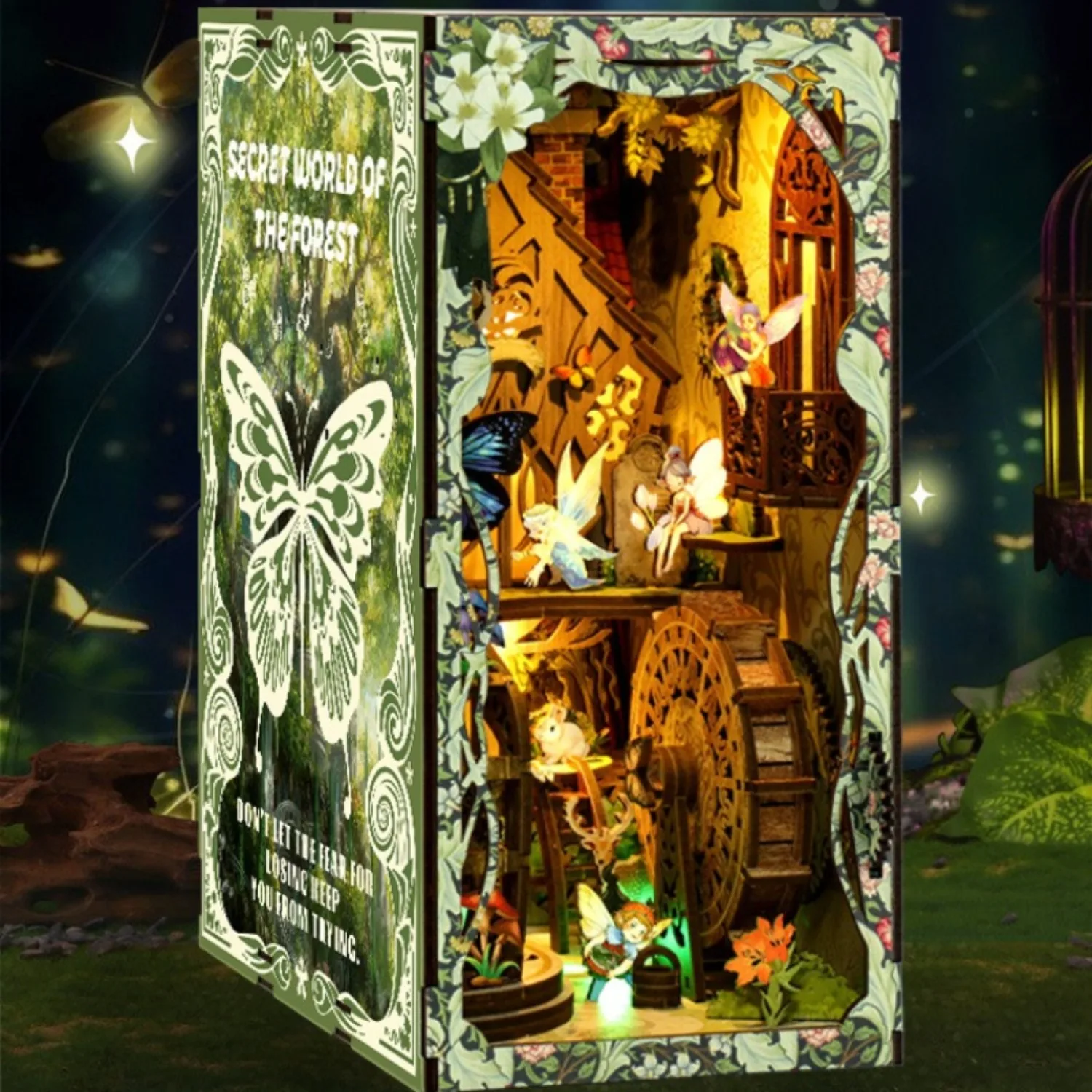 

BOOKNOOK BOOK NOOK Forest Secret Book DIY Model Wooden 3D Hand Assembled Three-dimensional Creative Book Stand