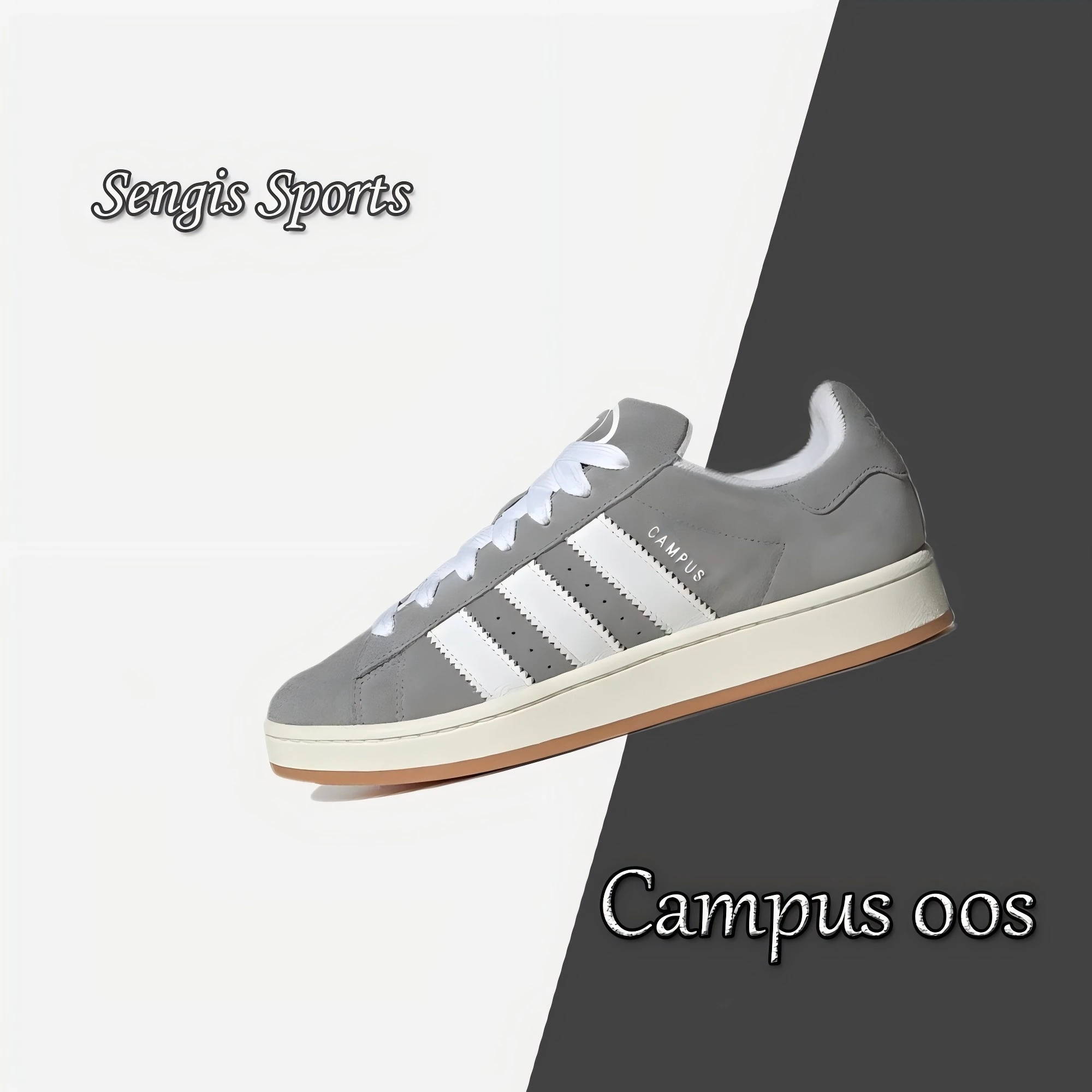 Adidas Original Campus 00s Shorts de cano baixo masculino e feminino Sapatos casuais simples e confortáveis Colorway cinza e branco