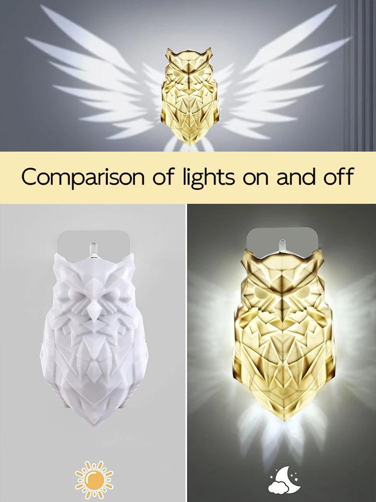 

Bird Wall Lamp Halloween Owl Eagle Shape Projector Modern Creative Atmosphere Sconce Light 3D Print Body Animal Lighting Lustre