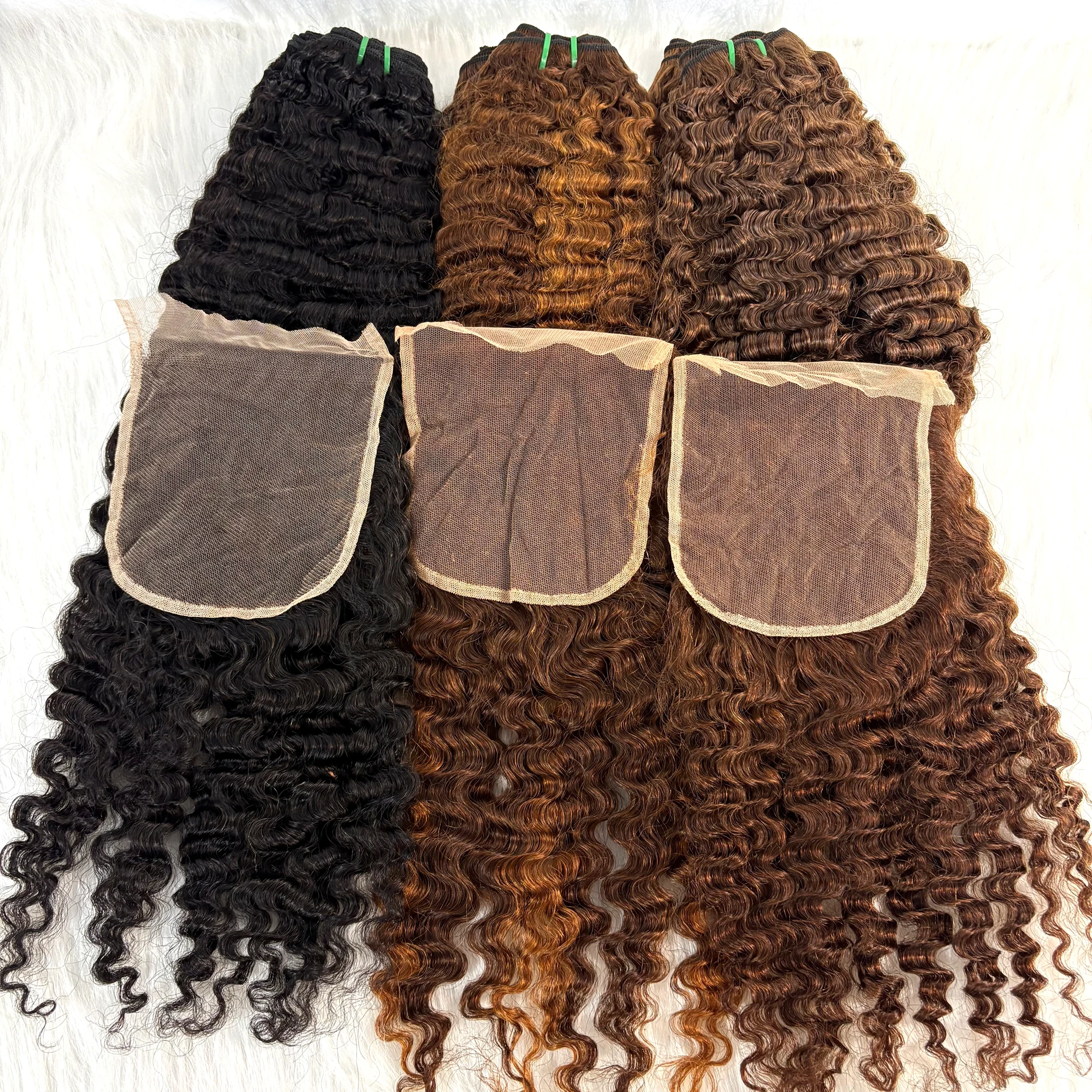 Colored Burmese Curly Human Hair Bundles with 5x5 Transparent Lace Closure Raw Burmese Hair Bundle Deals Unprocessed Extensions