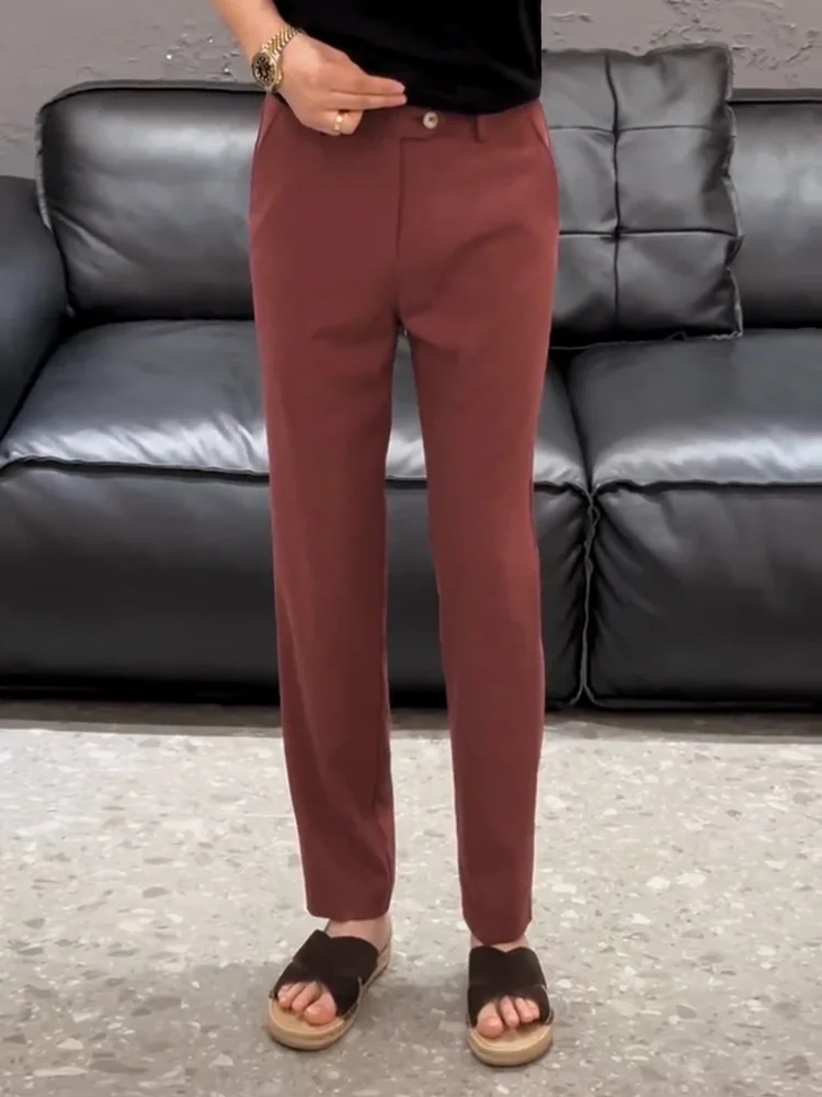 

Business Casual Men's Straight Leg Pants Summer Fashionable Versatile Drapey Elastic Long Pants Lightweight Luxury Handsome