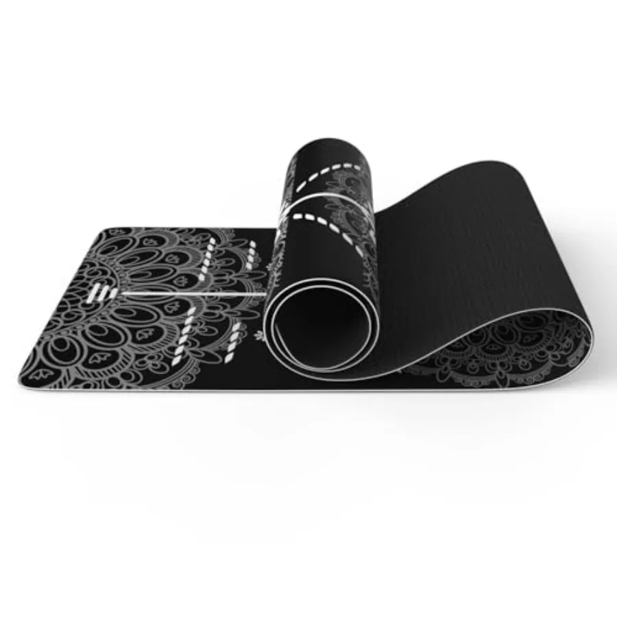 Tapete de Yoga FOLAI Extra Grueso de 6mm, Antideslizante, para Ejercicios de HIIT, Pilates y Entrenamientos en Casa, Color Negro, con Correa de Transporte Gratis