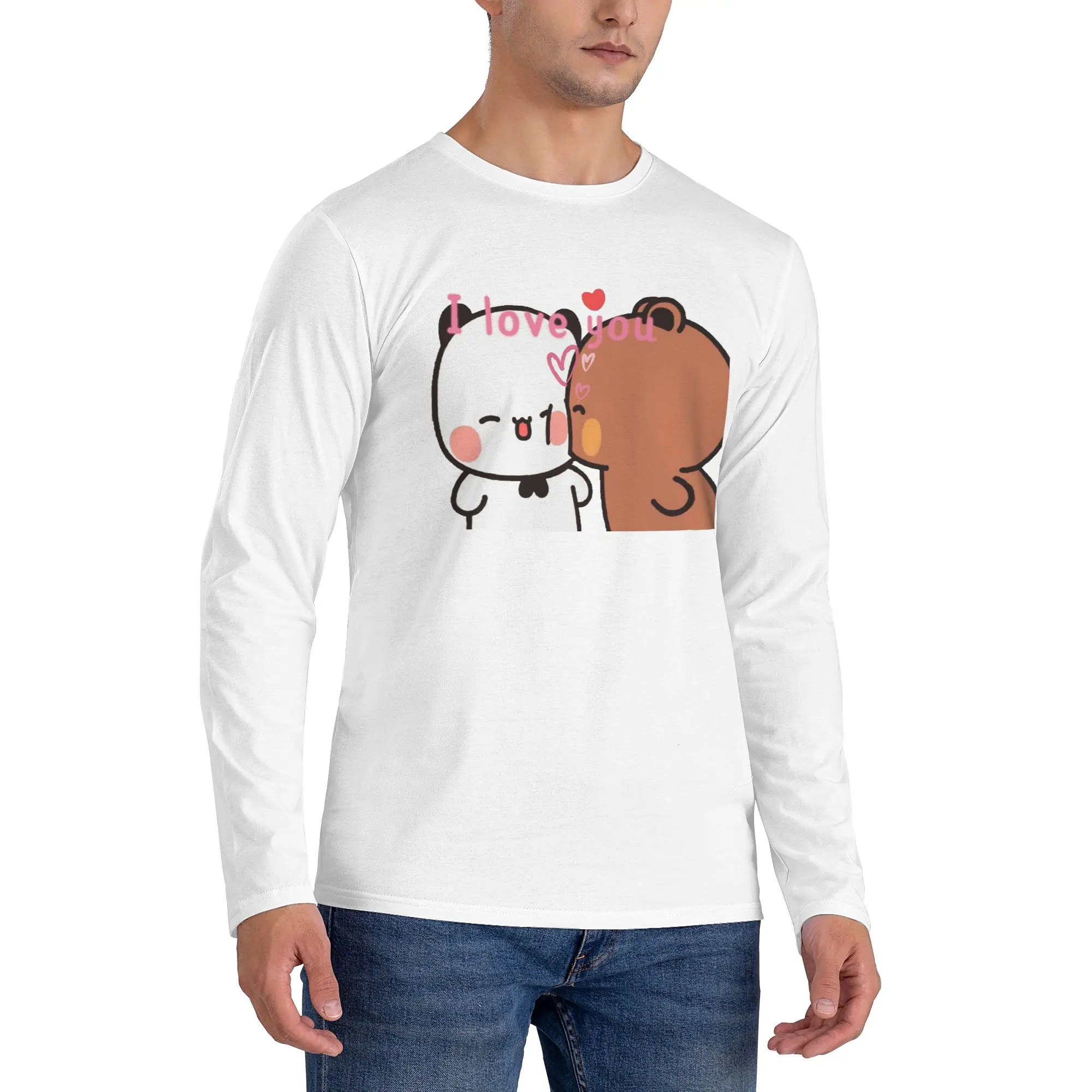 

Мужская футболка с длинными рукавами Bear and Panda Bubu Dudu Balloon, модные футболки с круглым вырезом, весенние и осенние мужские топы