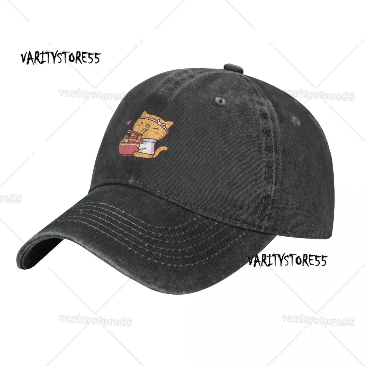 Cute Tabby Cat Chef Eating Ramen Noodles Cowboy Hat Snapback Cap western Hat Dropshipping Golf Women Men's